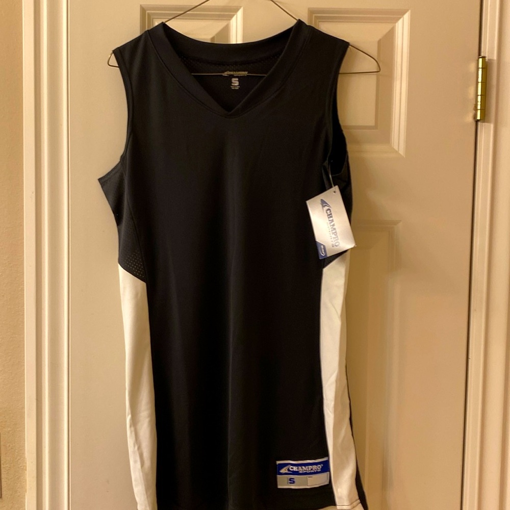 Champro Sports, Women’s Dri-Gear athletic top, black w/ white. NWT. BBJ13W.